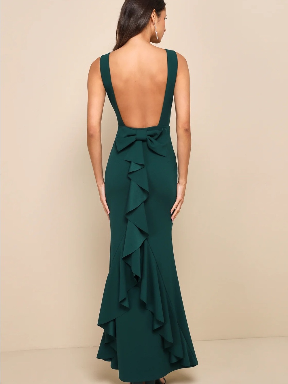 Lulu's Emerald Green Backless Evening Gown - Picture 3 of 9